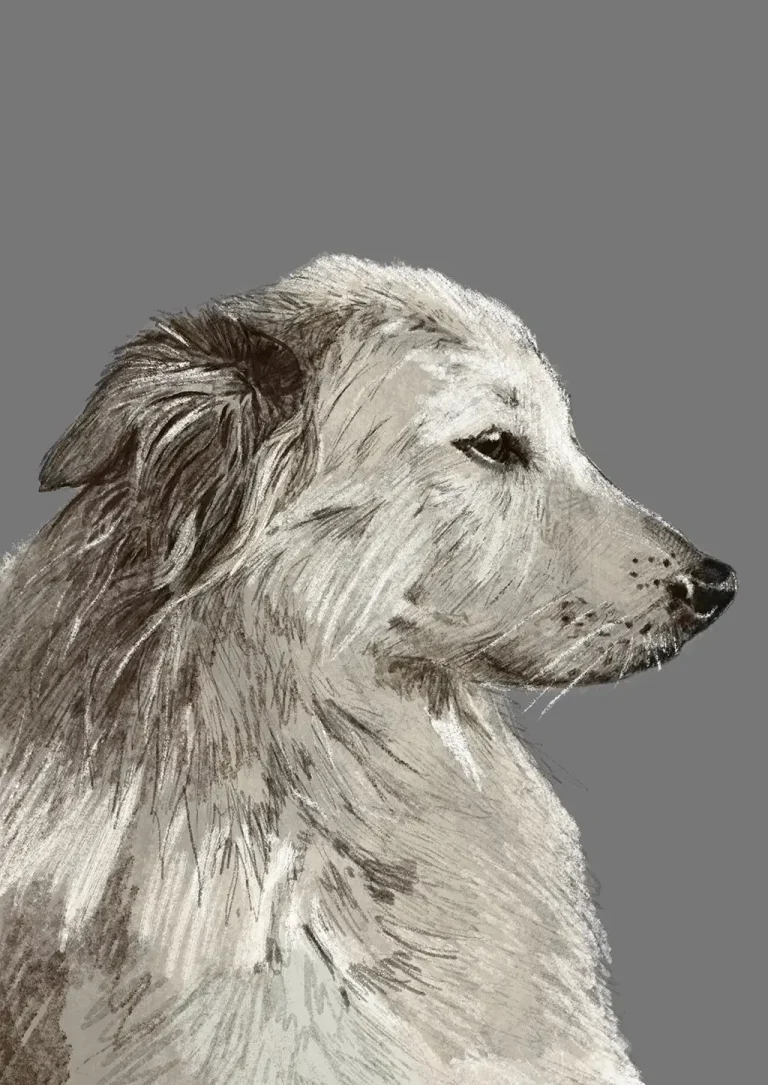 Detailed drawing of a dog's profile