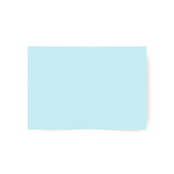 Blank light blue folded card.