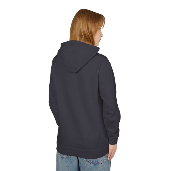 Person wearing black hoodie, back view