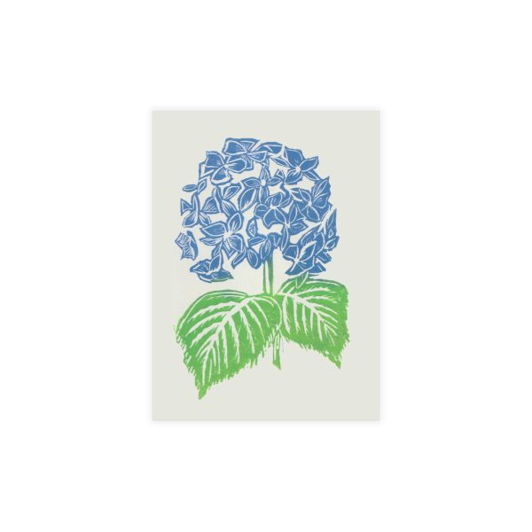 Illustration of a blue hydrangea flower